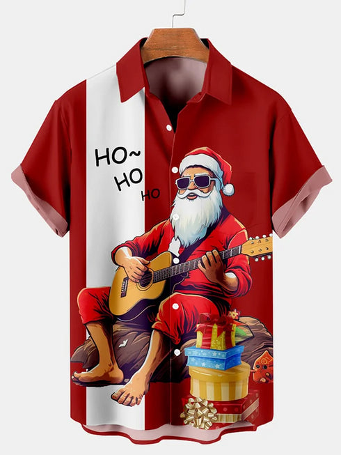 Men's Christmas Funny Graphic Short Sleeve Hawaiian Shirt